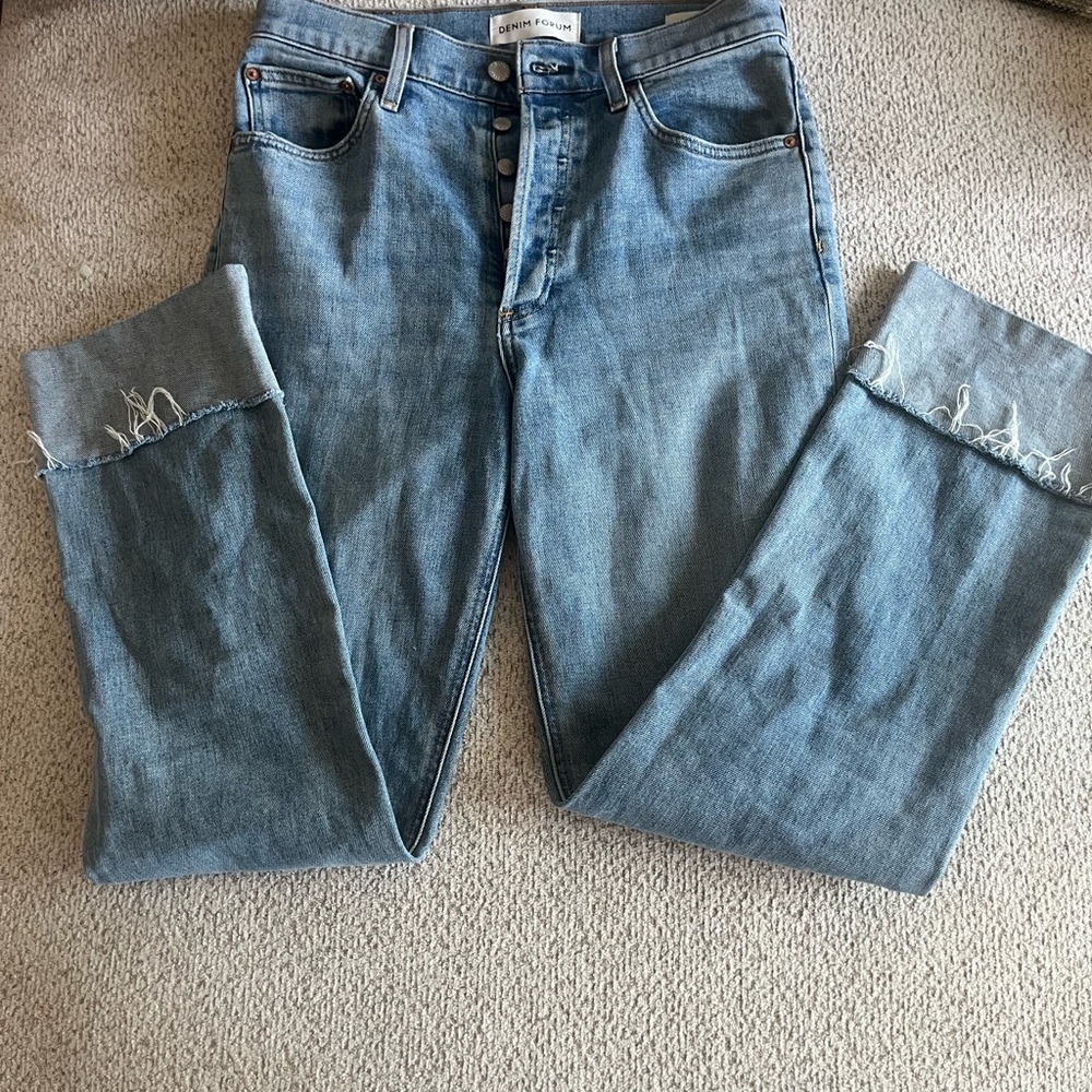 Denim Forum The Arlo Hi-Rise Cuff Jeans Light Wash Size 28